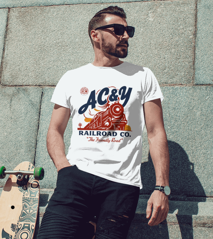 AC&Y Railroad Co. The Friendly Road Vintage Locomotive T-Shirt