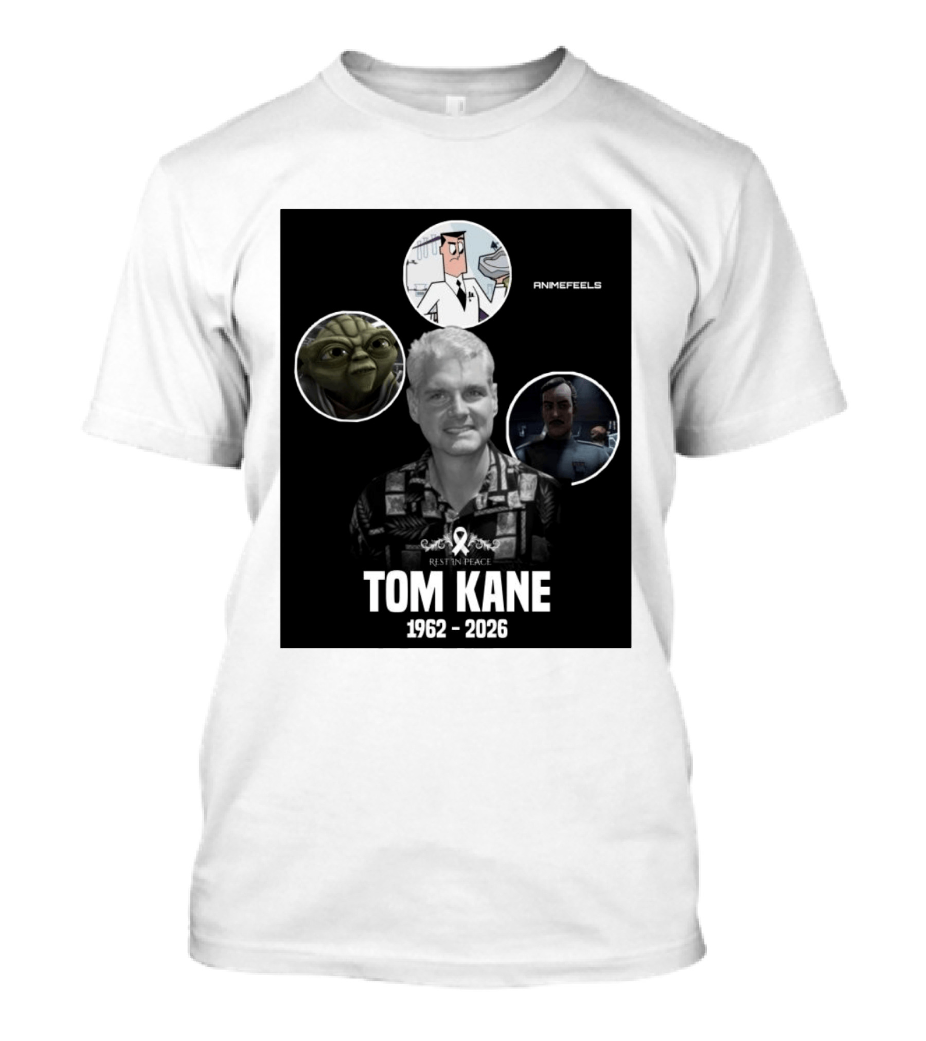 Rest In Peace Tom Kane 1962 2026 Animefeels Yoda T-Shirt