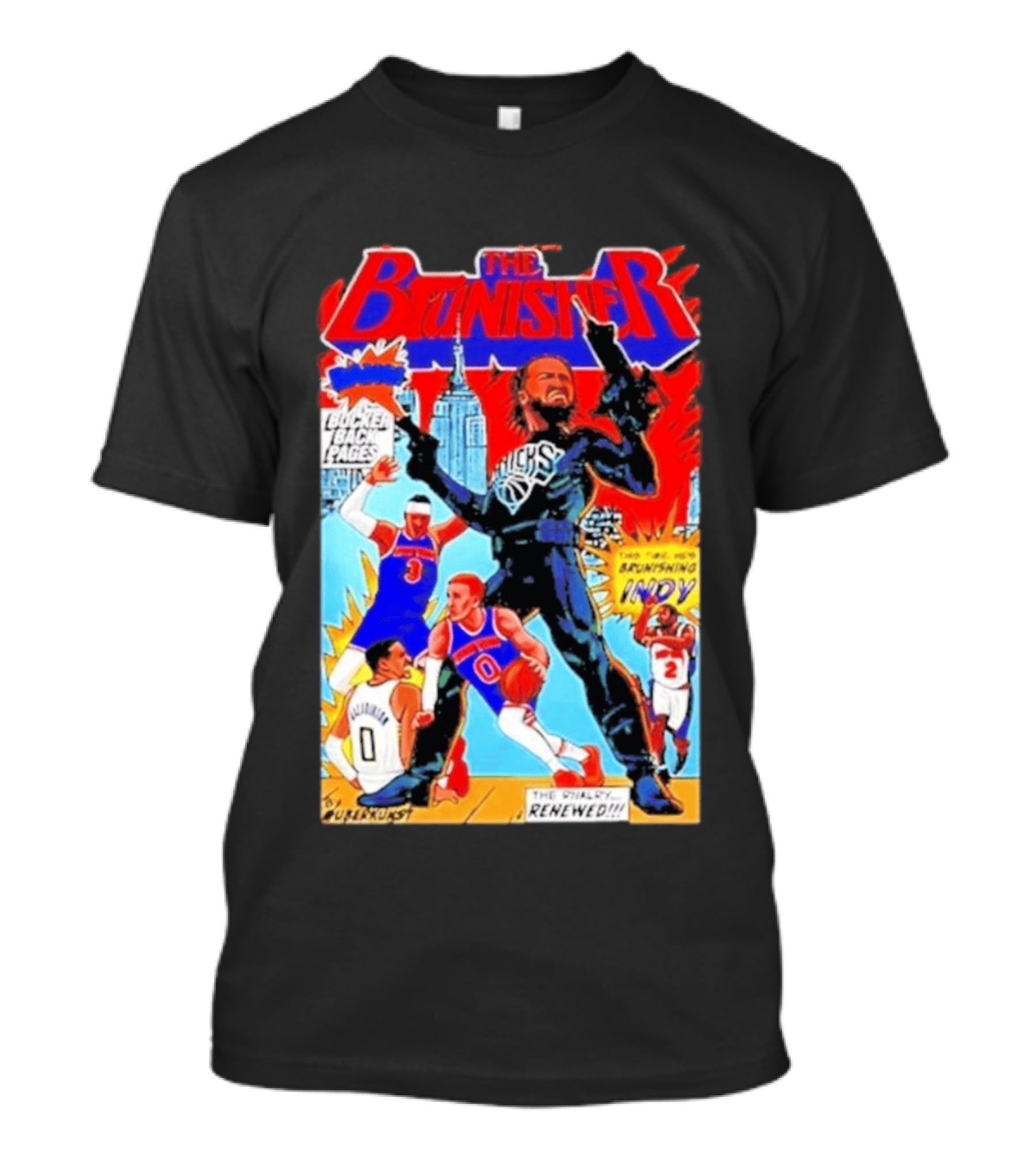 The Brunisher Jalen Brunson Knicks Comics Empire State Mocks Indiana T-Shirt