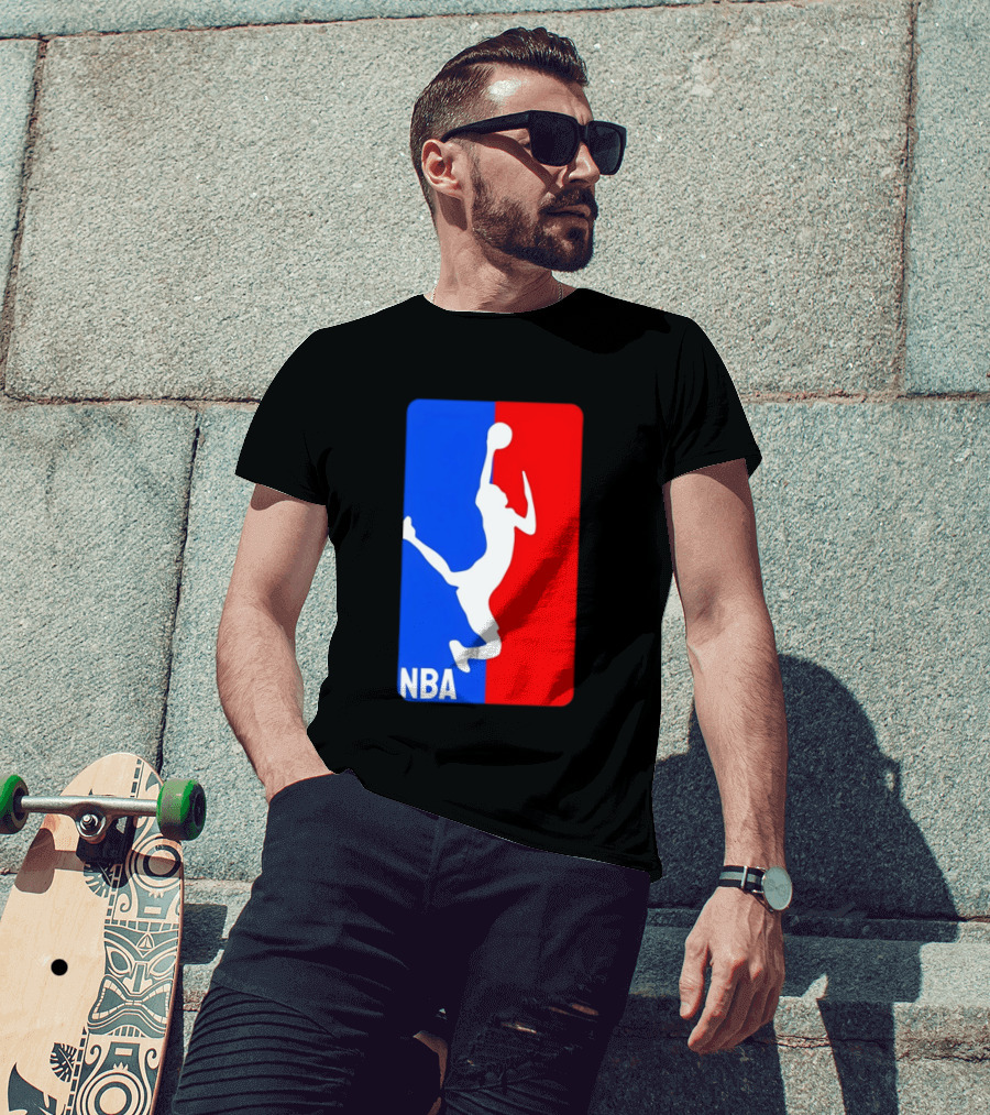 NBA Basketball 2026 Dunk Silhouette Red Blue T-Shirt