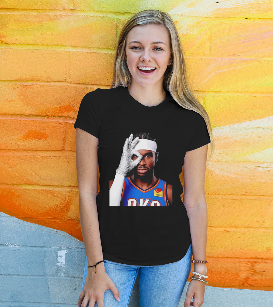 Shai Gilgeous Alexander Oklahoma City Thunder Clutch Player Of The Year 2026 Glitter Gloves Houta OKC T-Shirt