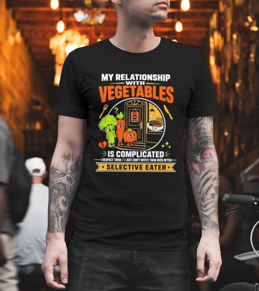 My Relationship With Vegetables Is Complicated Selective Eater Broccoli Carrot Humor T-Shirt