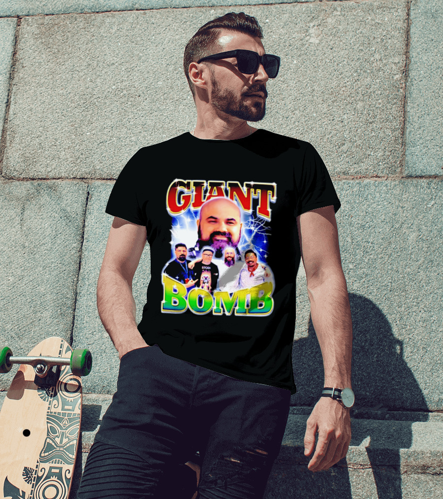 Giant Bomb Crew With Lightning Background 2026 T-Shirt