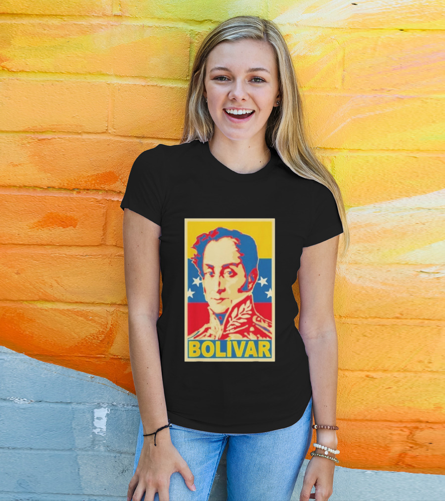 Bolivar Portrait Venezuelan Flag Colors Stars T-Shirt