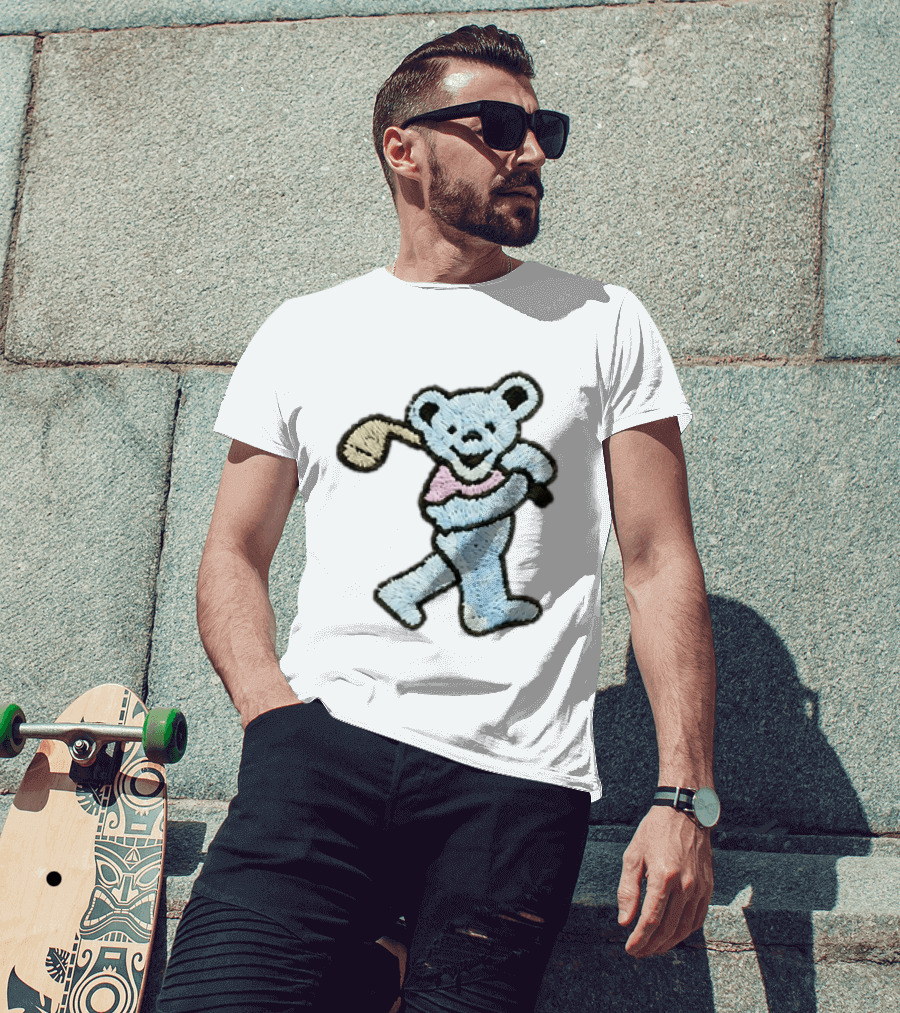 2026 Grateful Dead Bear Golf Embroidered Patch T-Shirt