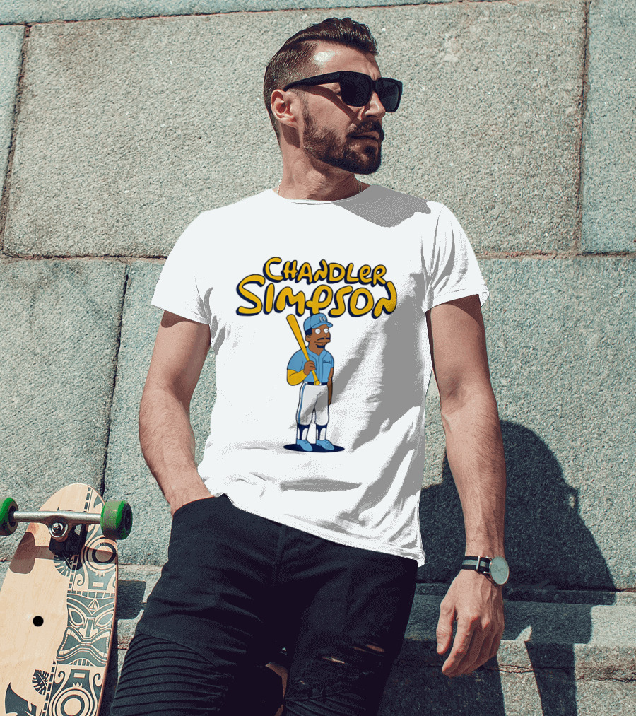 Chandler Simpson Baseball Cartoon T-Shirt