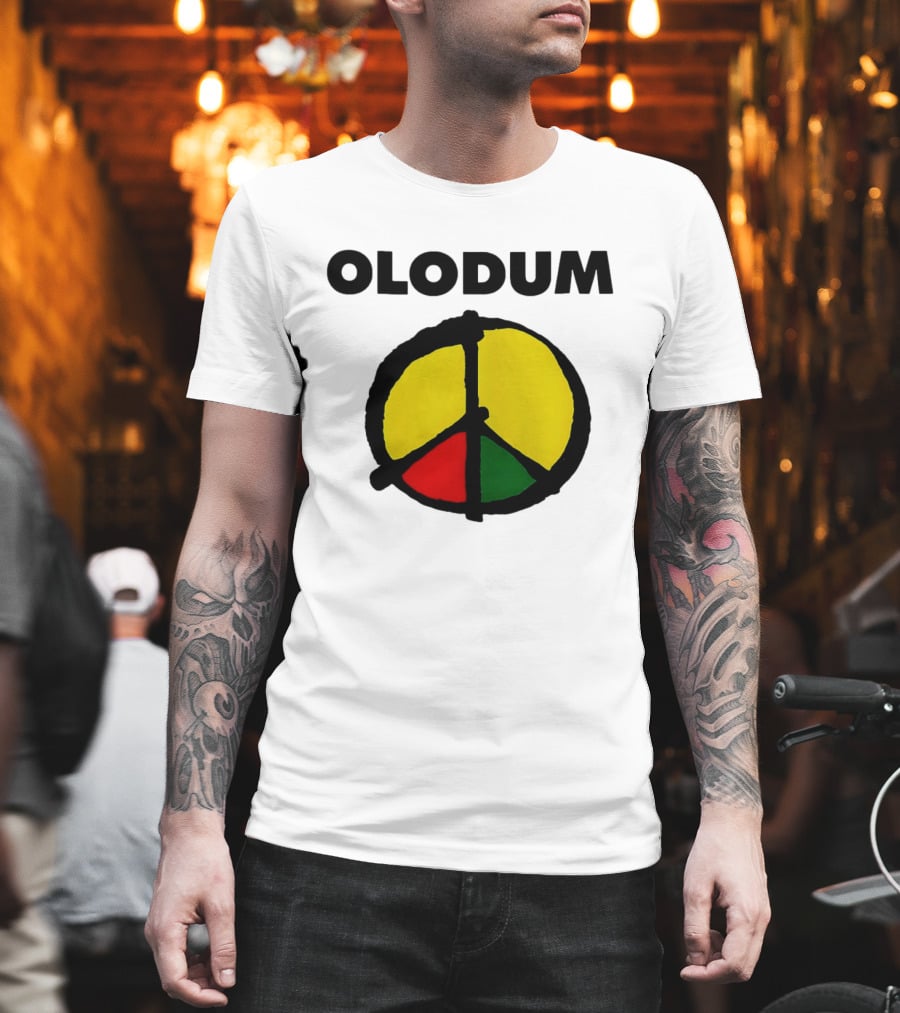 Michael Olodum Peace Symbol Red Yellow Green T-Shirt