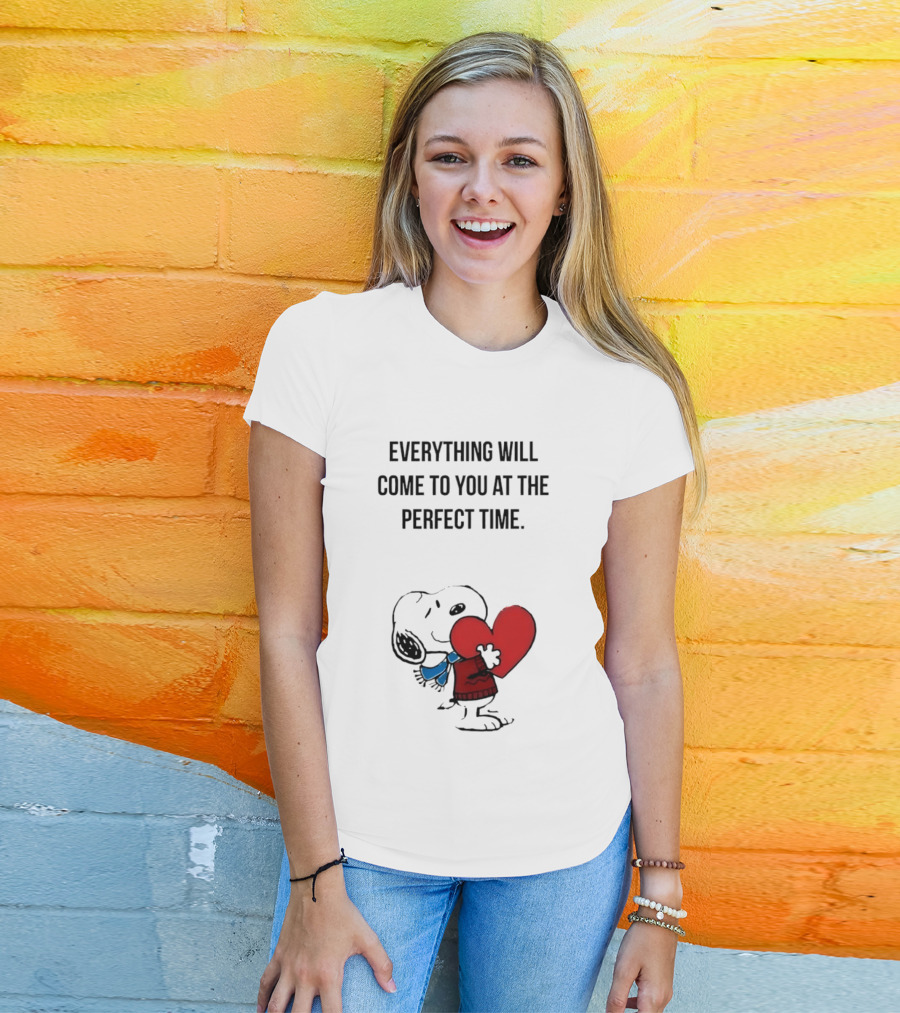 Snoopy Peanuts Everything Will Come To You At The Perfect Time Red Heart T-Shirt