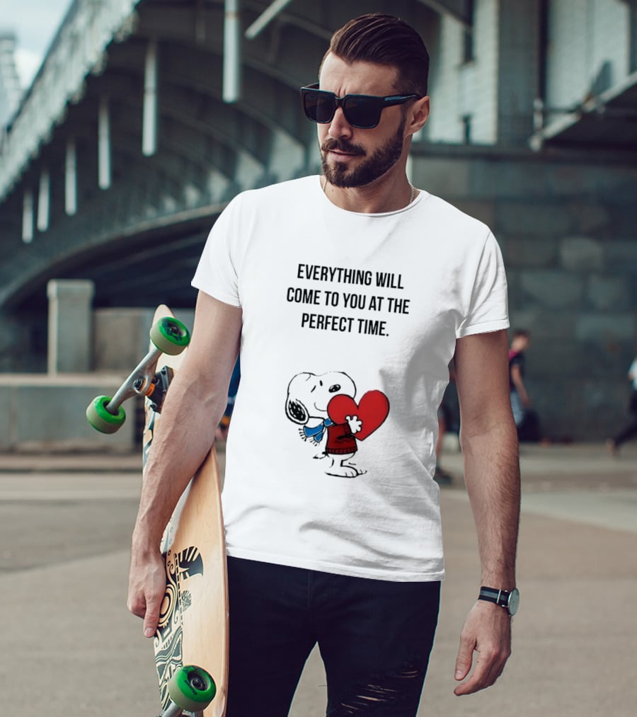 Snoopy Peanuts Everything Will Come To You At The Perfect Time Red Heart T-Shirt