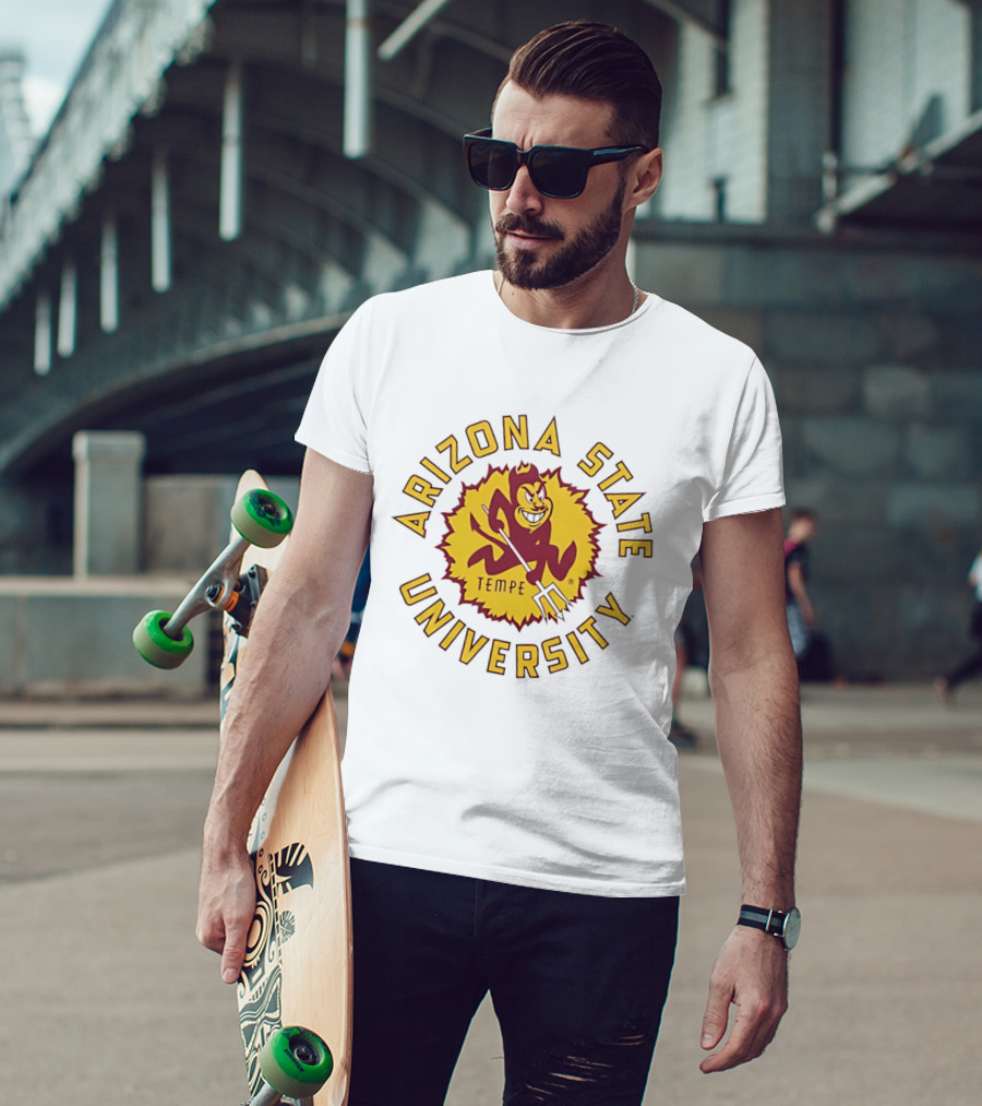 Arizona State University Sunburst Tempe Sparky Pitchfork T-Shirt