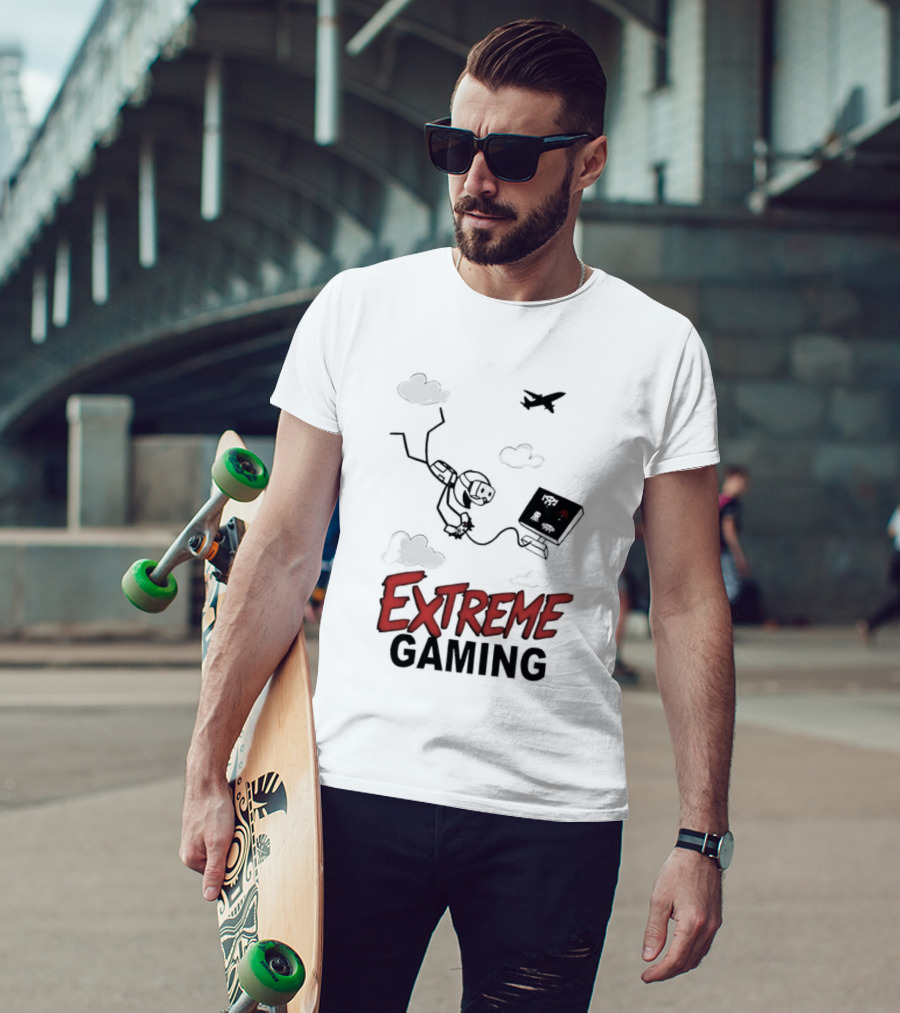 Boys Extreme Gaming Adventure Controller Clouds Plane T-Shirt