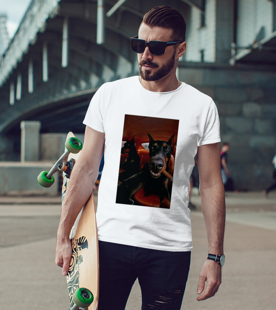 Doberman Smoking Cigar In Car Selfie T-Shirt