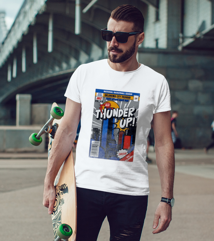 National Basketball League Oklahoma City Thunder Up Comic Action More Fun Swish T-Shirt
