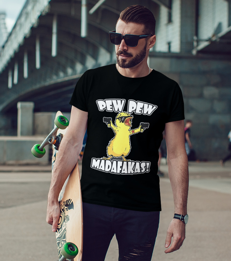 Pew Pew Madafakas Yellow Duck With Pistols T-Shirt