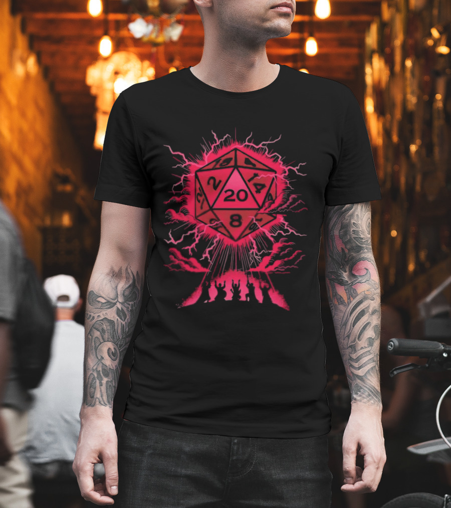 D20 Critical Blessing Dice Explosion Fantasy Game T-Shirt