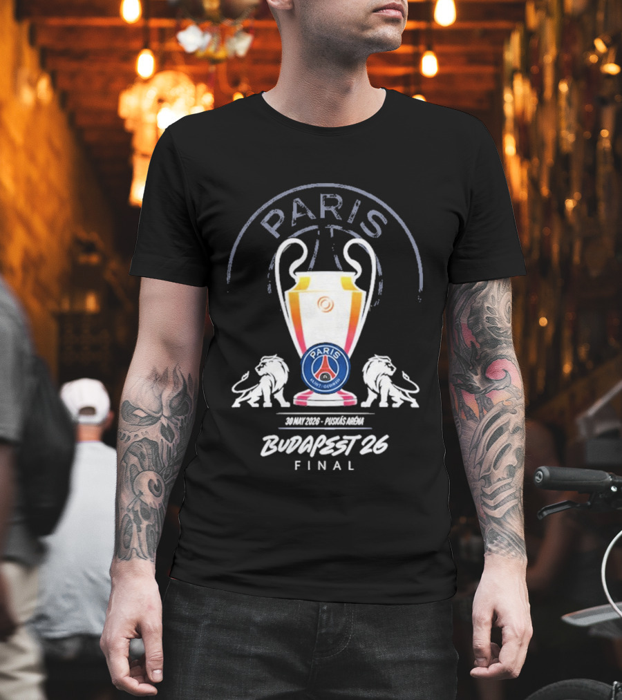 PSG Paris Saint Germain Budapest 2026 UCL Final Trophy T-Shirt