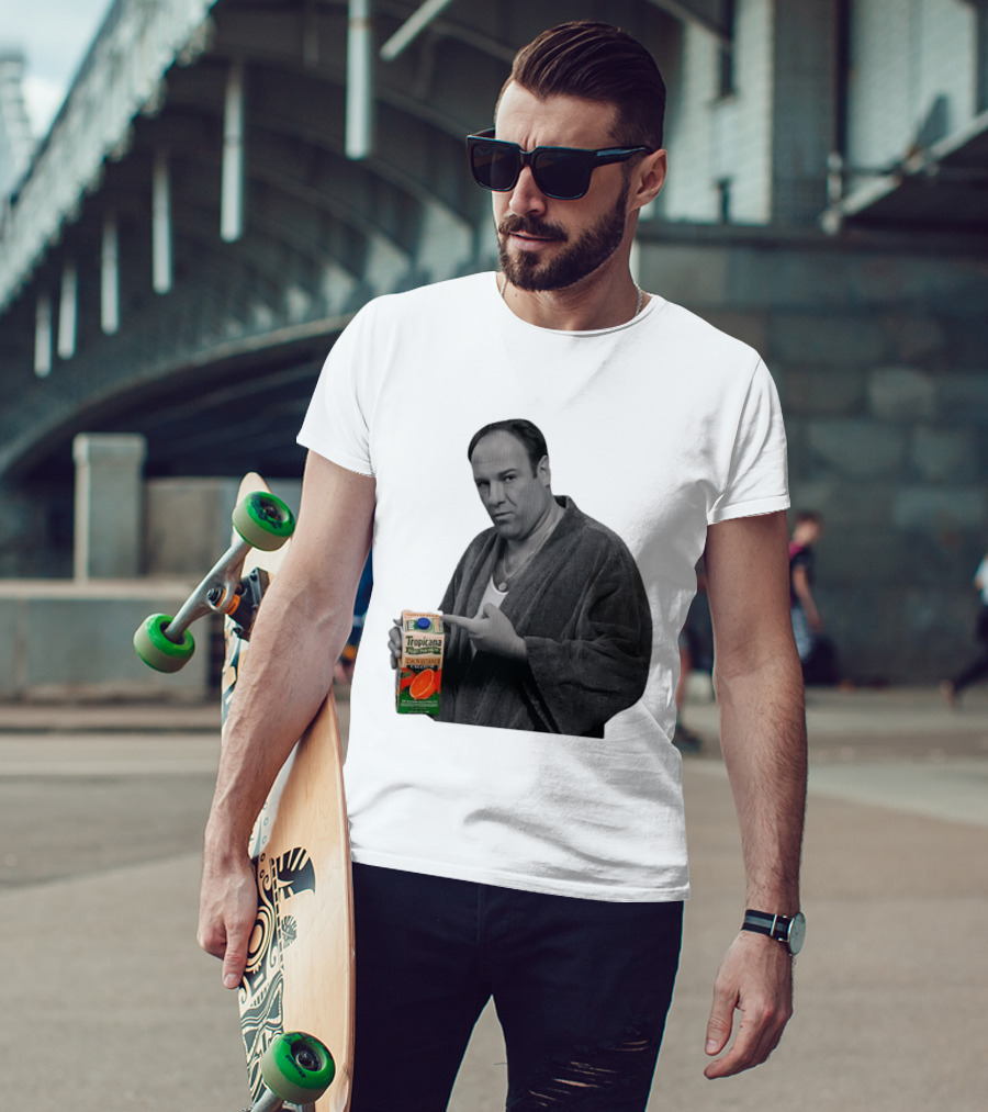 The Sopranos Tony Soprano Holding Tropicana Pure Premium Orange Juice T-Shirt