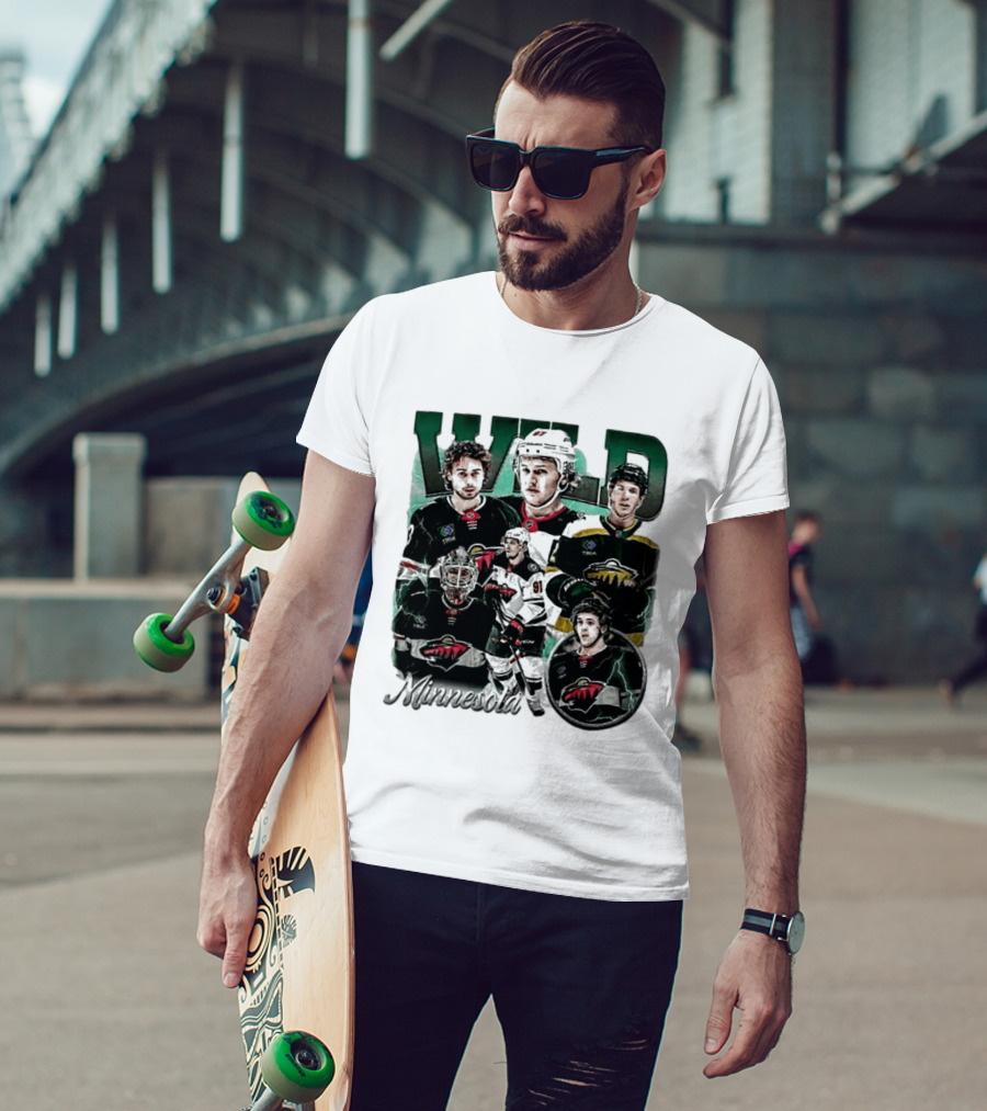 Minnesota Wild Ice Hockey Players Bootleg Comfort T-Shirt
