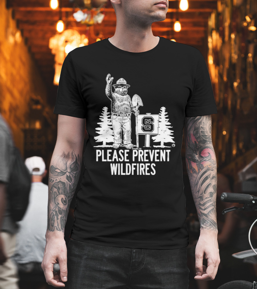 Smokey Bear NC State Collaboration Please Prevent Wildfires T-Shirt