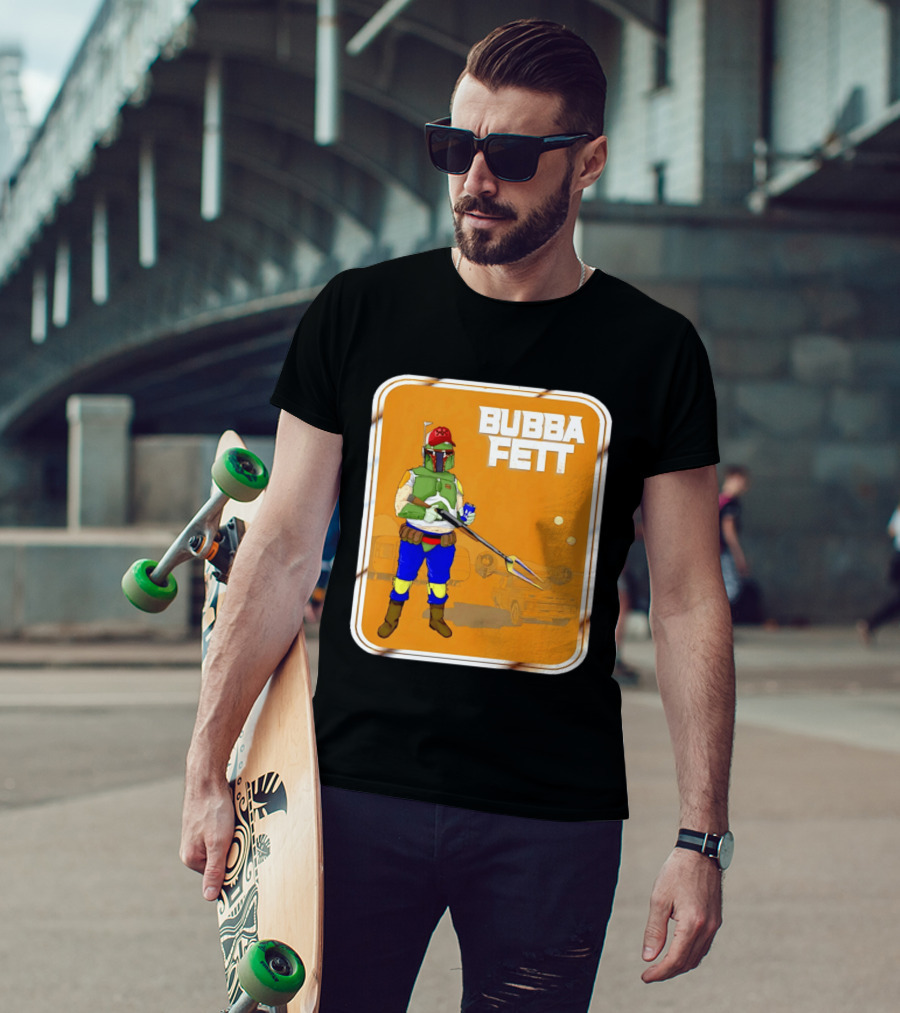 Bubba Fett Cartoon Camper And Spaceship T-Shirt