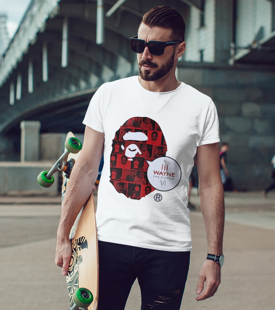 Lil Wayne Tha Carter VI BAPE Collaboration Red Photo Collage T-Shirt