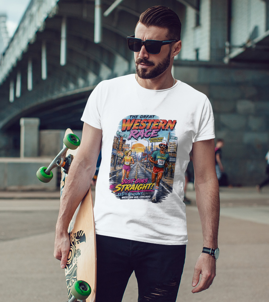 The Great Western Race Marathon Chicago 135th To Lunt Western Ave T-Shirt
