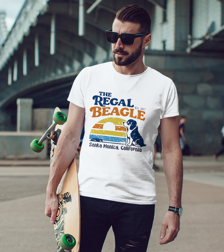 The Regal Beagle Santa Monica California Est 1977 Sunset Dog T-Shirt