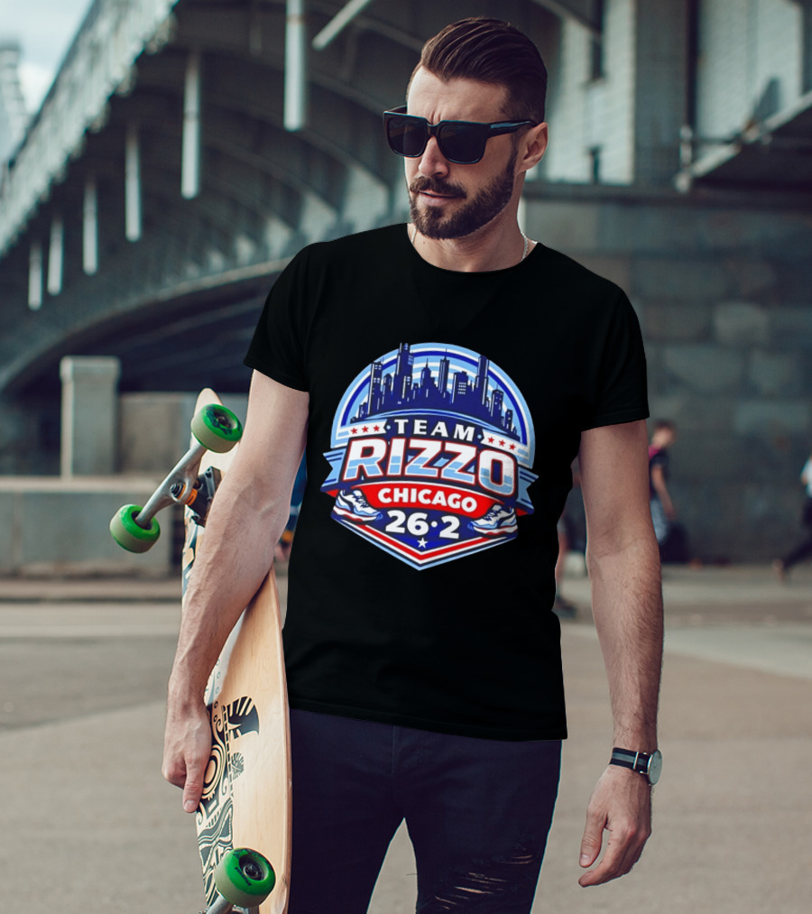 Team Rizzo Chicago Marathon 26.2 Skyline Sneakers Stars T-Shirt