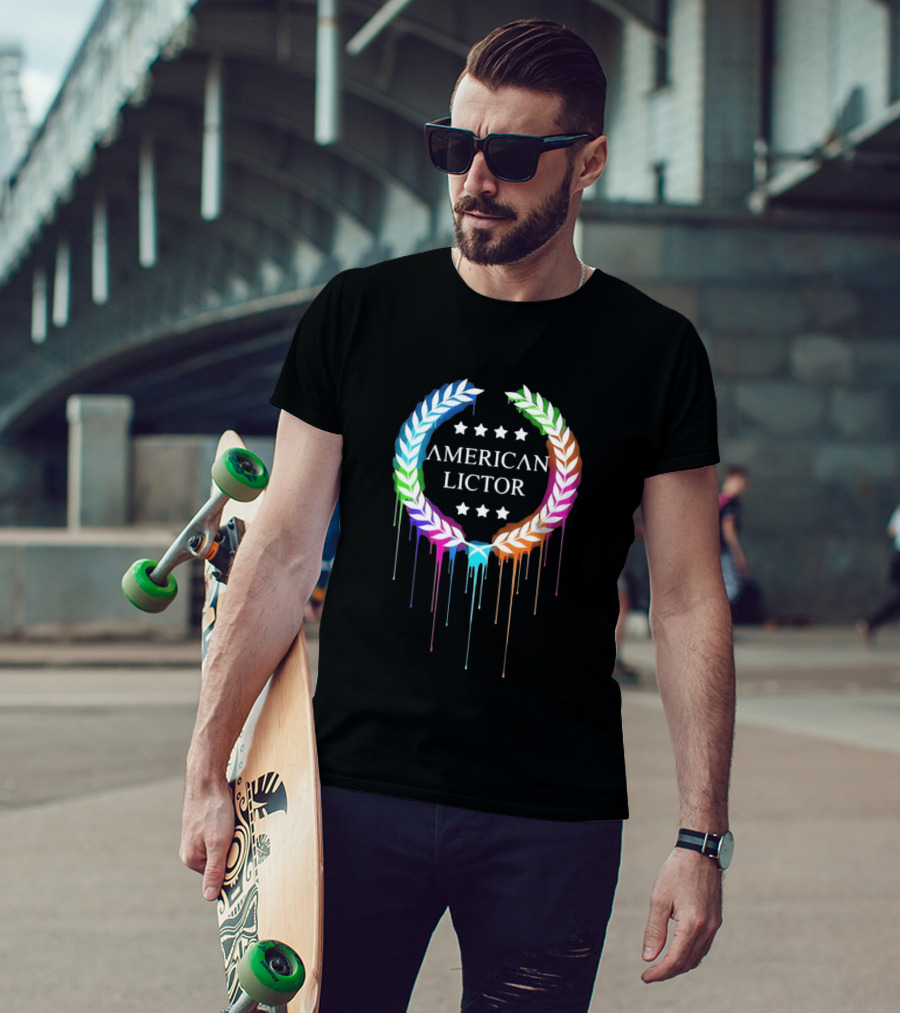 American Lictor Rainbow Laurel Wreath Stars T-Shirt