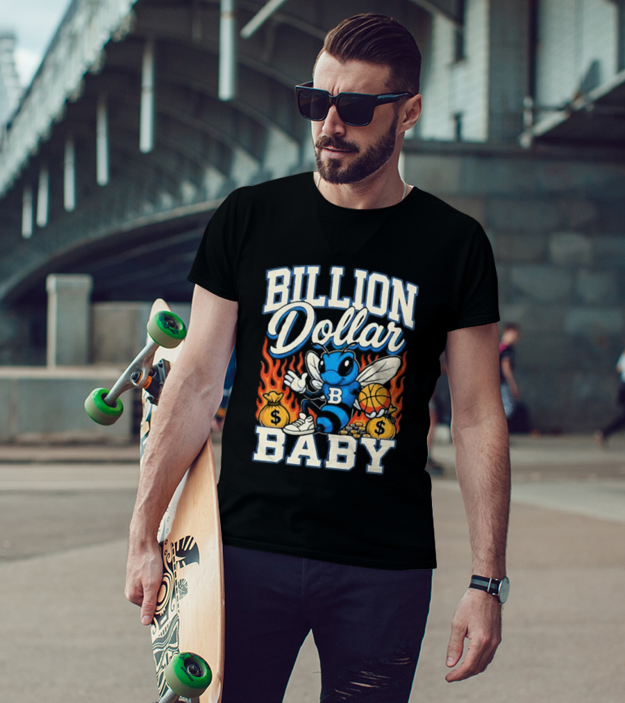 Billion Dollar Baby Hornets Mascot Fire And Moneybags T-Shirt