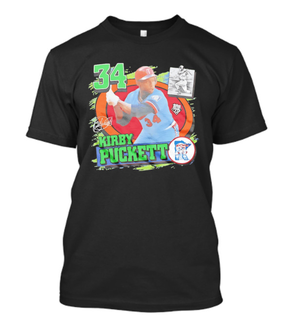 Kirby Puckett Number 34 Minnesota Twins Topps 75 Collection Vintage Baseball Card T-Shirt