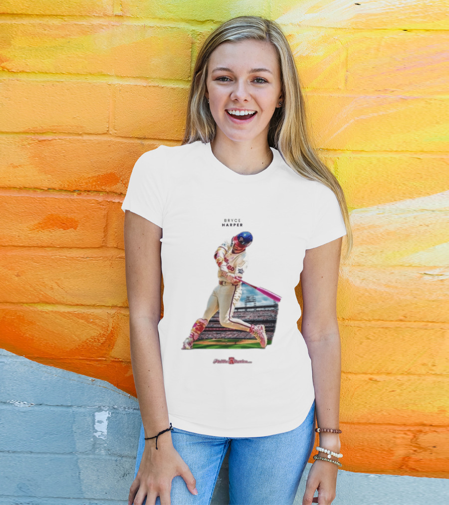 Bryce Harper Philadelphia Phillies Baseball Action Stadium Scene T-Shirt