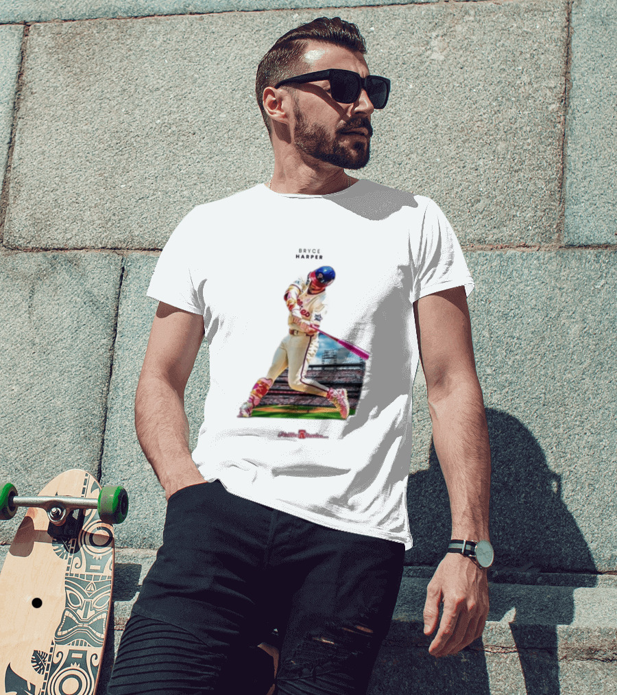 Bryce Harper Philadelphia Phillies Baseball Action Stadium Scene T-Shirt