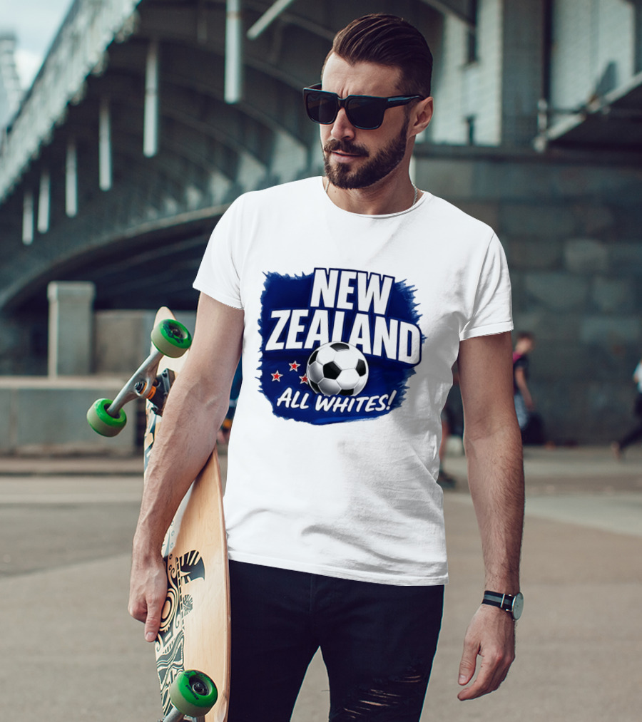 New Zealand All Whites Soccer Team Stars And Ball T-Shirt