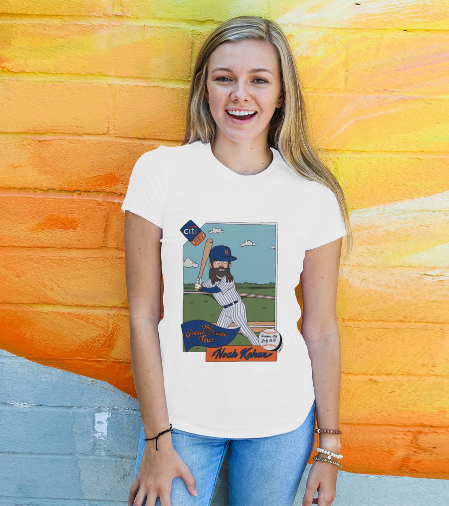Noah Kahan The Great Divide Tour Citi Field New York Mets Cartoon Baseball July 18 19 T-Shirt