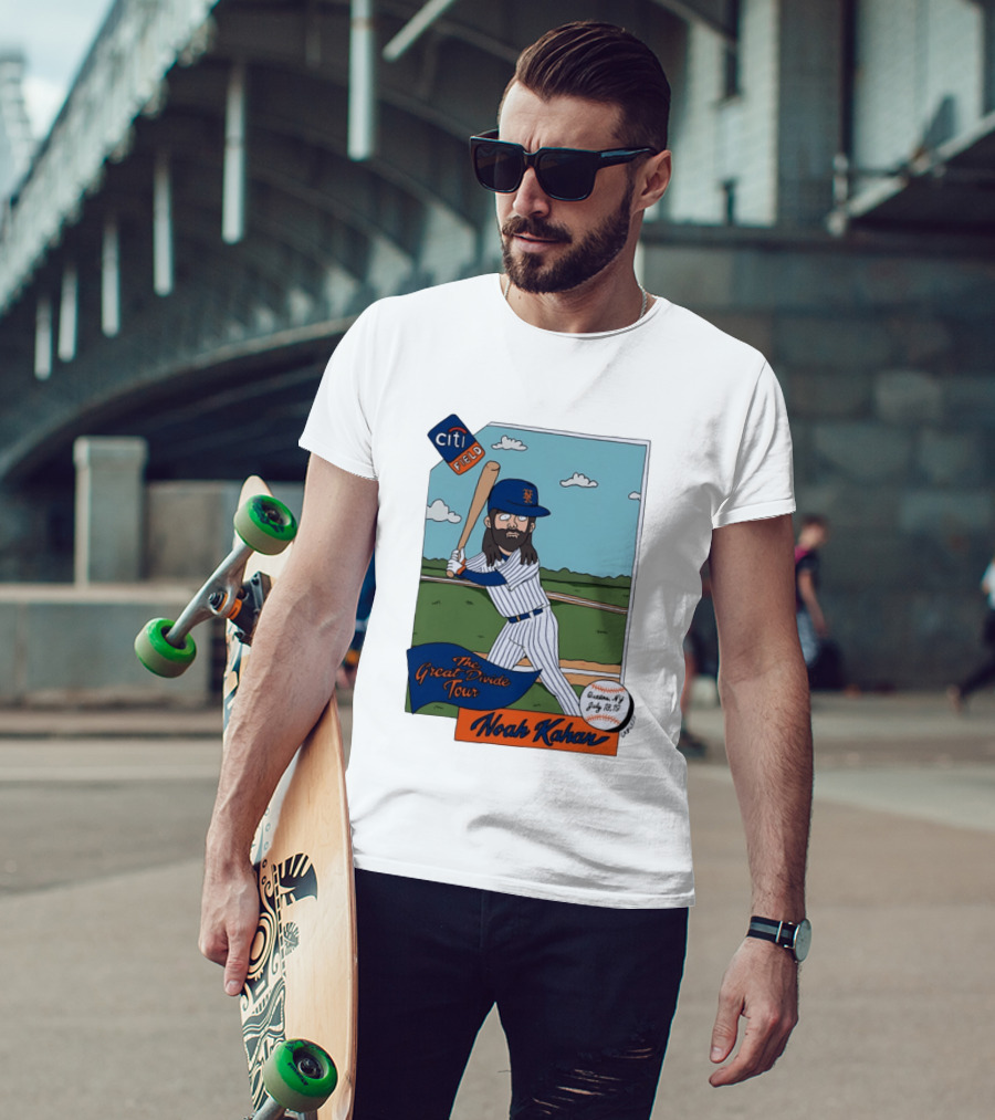 Noah Kahan The Great Divide Tour Citi Field New York Mets Cartoon Baseball July 18 19 T-Shirt