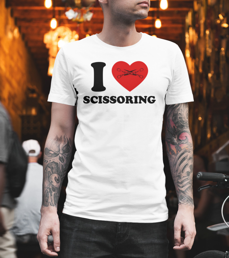 I Love Scissoring Heart With Crossed Scissors T-Shirt