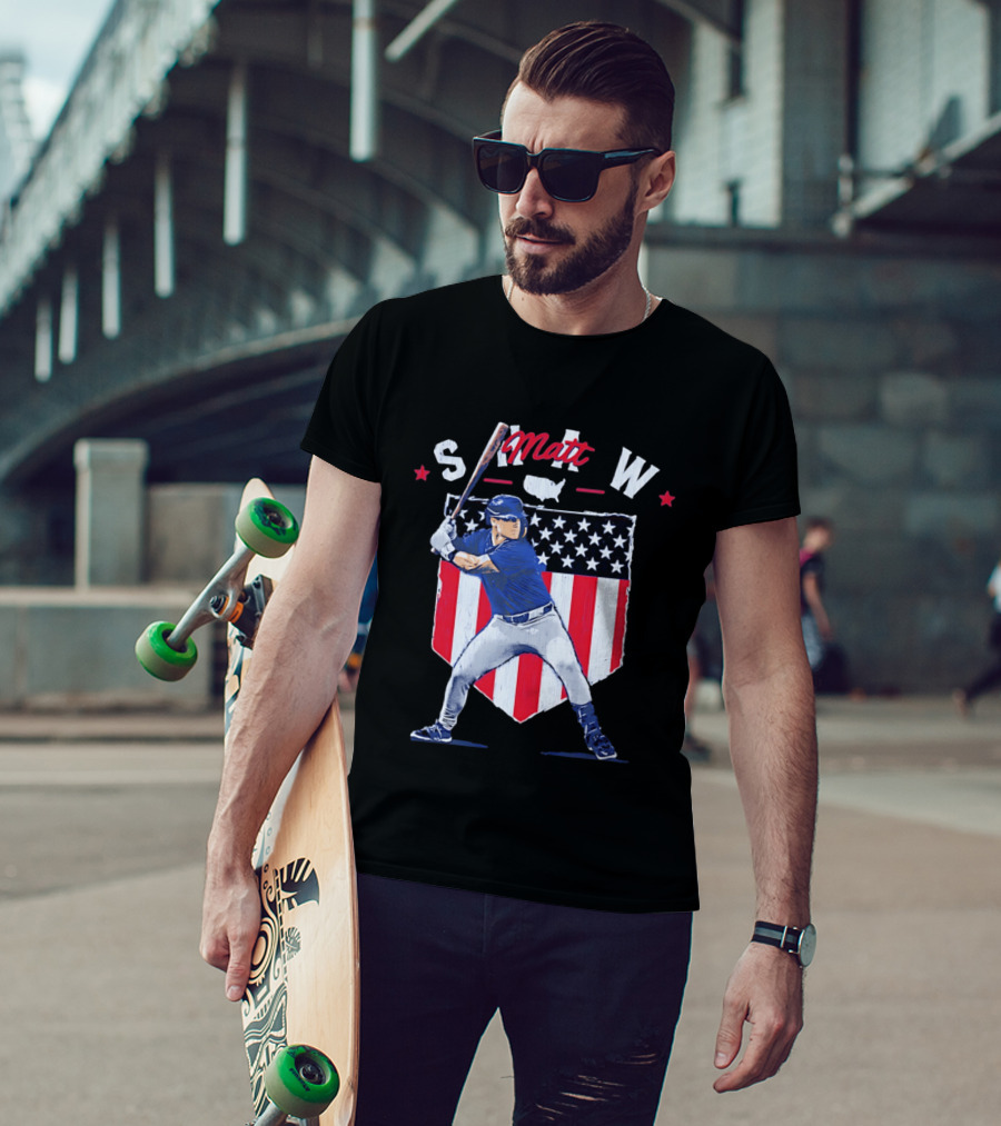Matt Shaw Stars Stripes Chicago Cubs Baseball T-Shirt