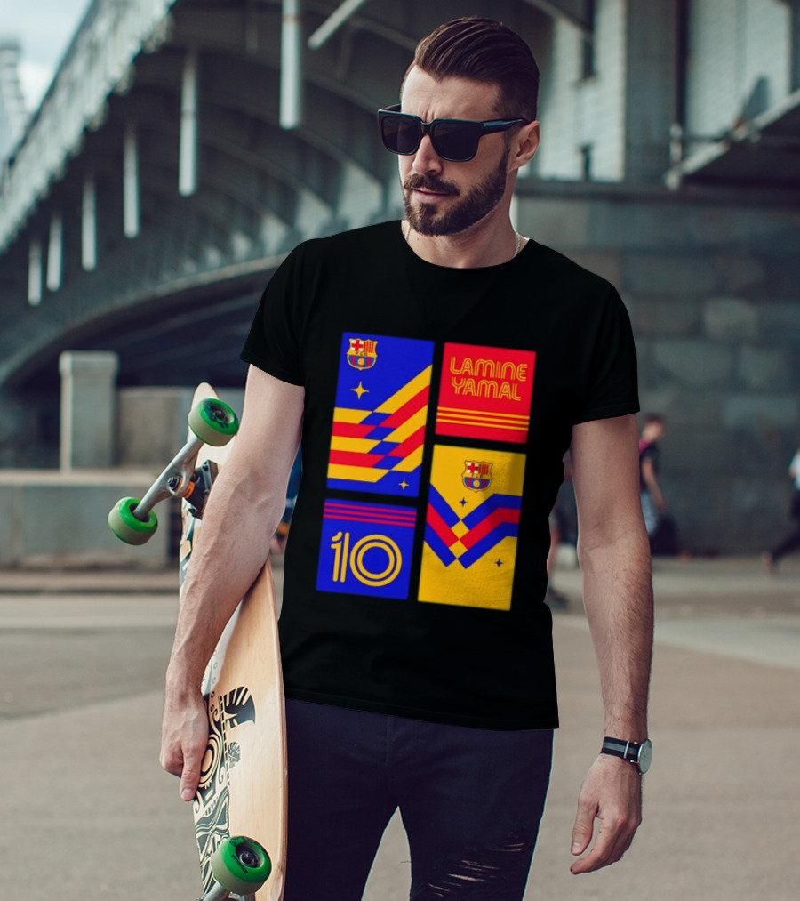 FC Barcelona Lamine Yamal 10 Vibes With Team Colors And Crest T-Shirt