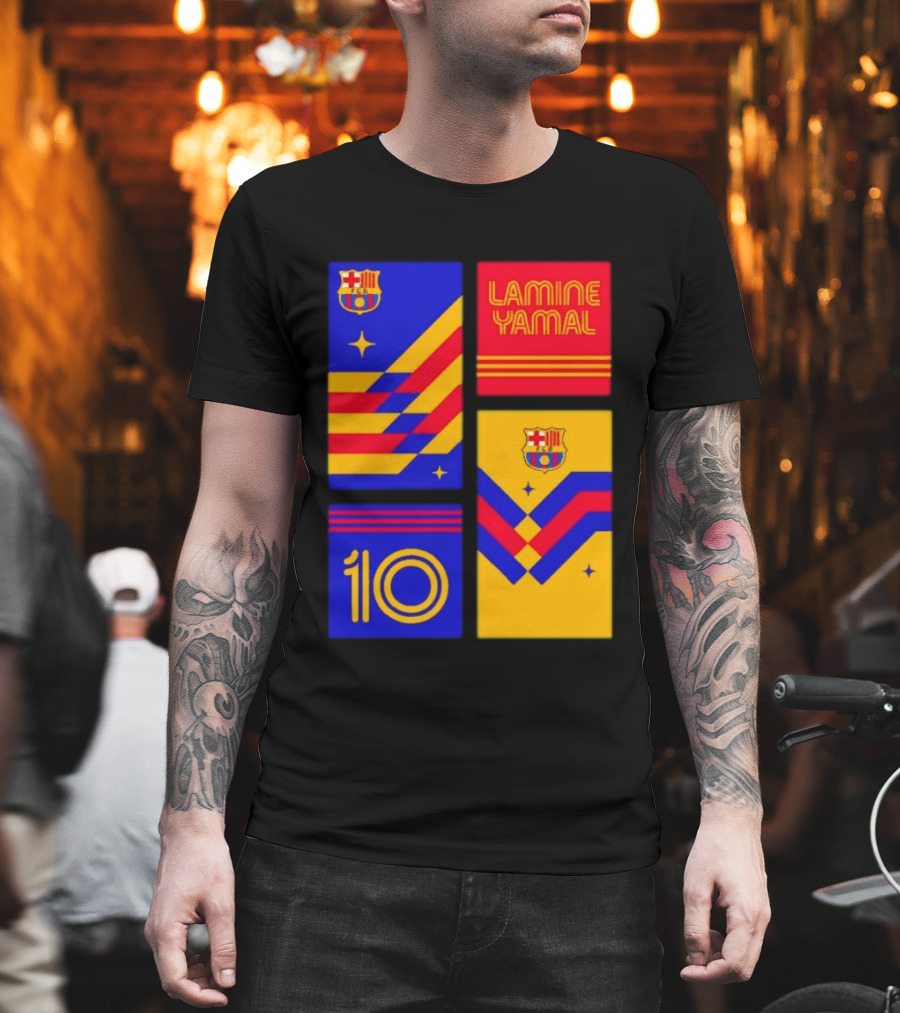 FC Barcelona Lamine Yamal 10 Vibes With Team Colors And Crest T-Shirt