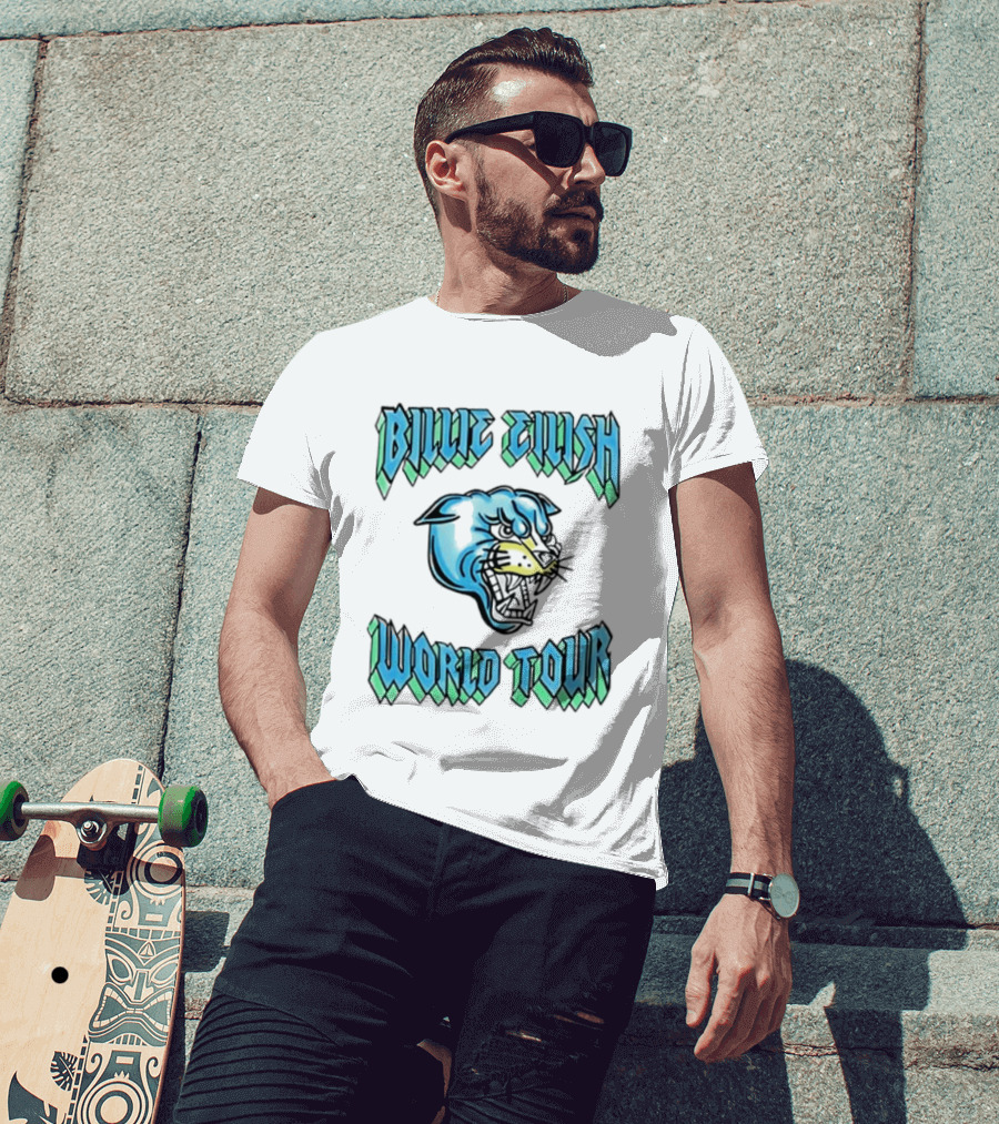 Billie Eilish World Tour Blue Panther Head T-Shirt