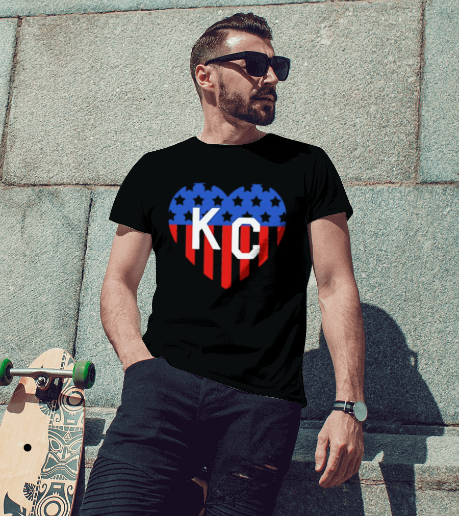 USA Stars Stripes Heart KC Kansas City T-Shirt