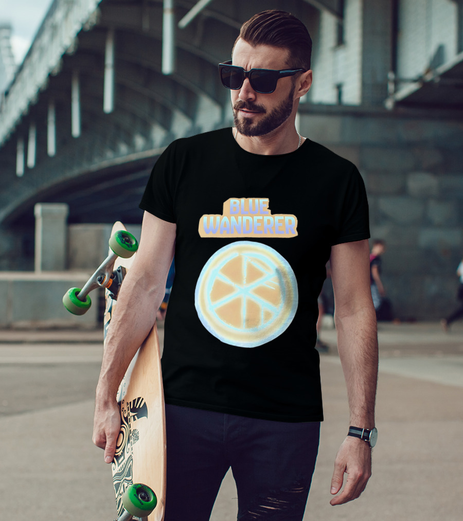 Blue Wanderer Basketball Neon Glow Circle T-Shirt