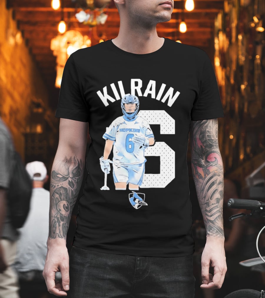 Kilrain 6 Hopkins Lacrosse Player With Blue Jay T-Shirt