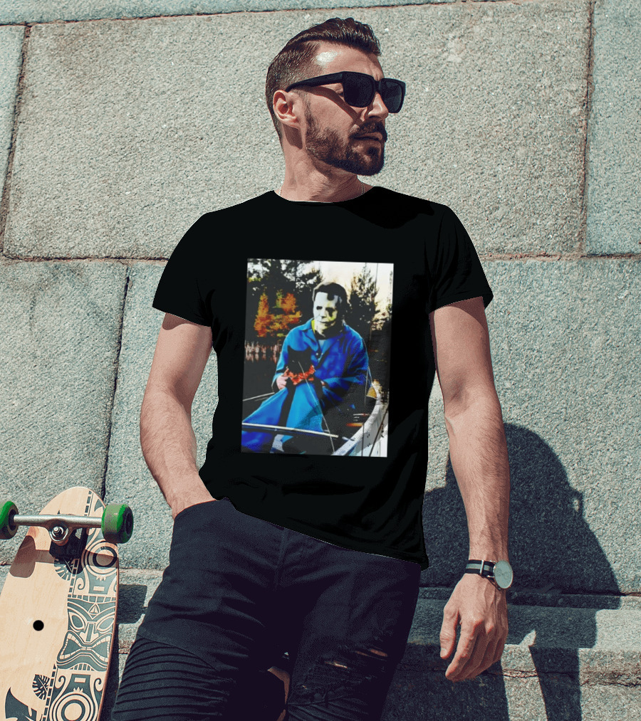 Michael Myers Lake Fishing With Cat In Boat T-Shirt