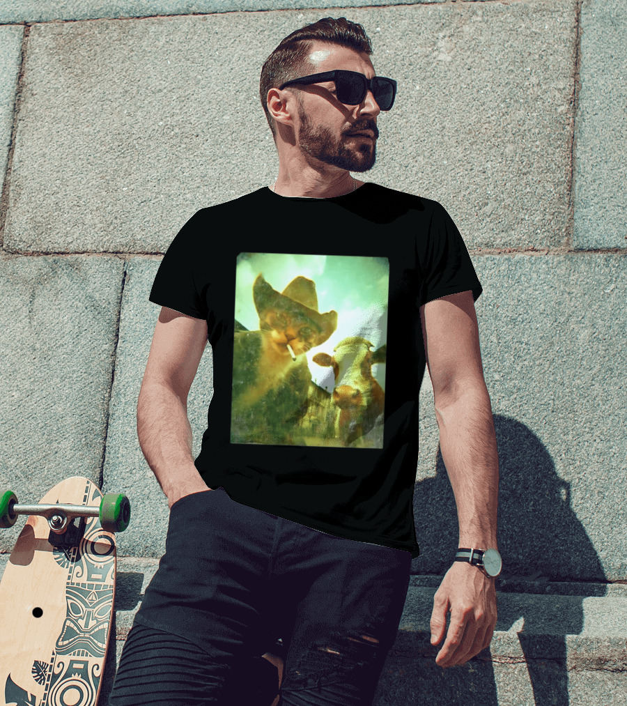 Cowboy Cat Smoking With Cow T-Shirt