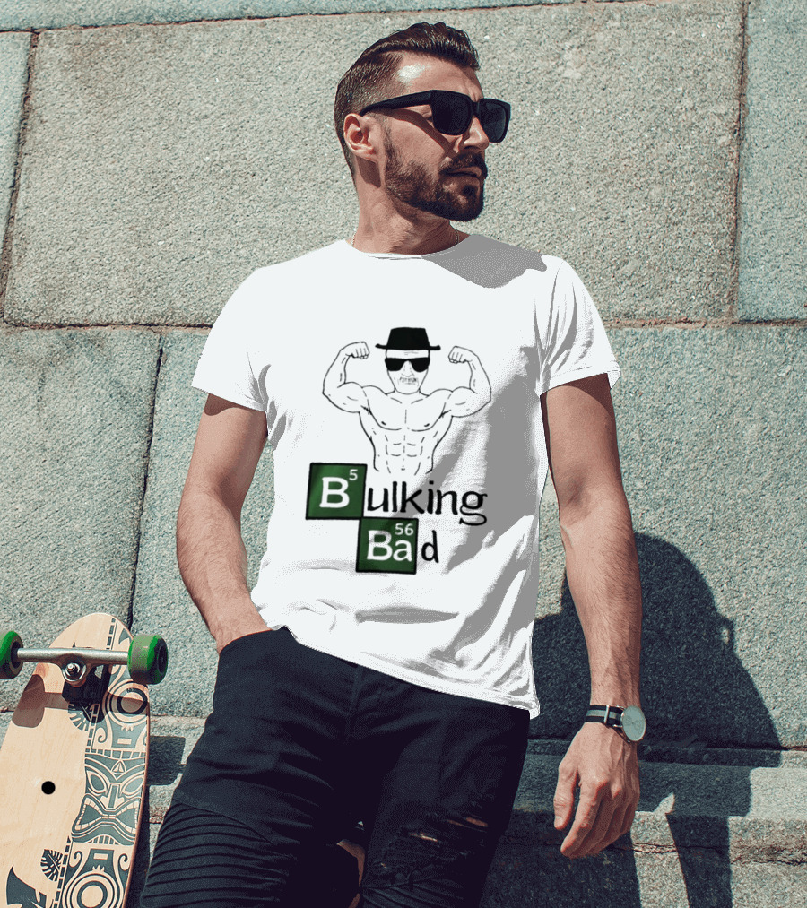 Bulking Bad Walter White Muscular Gym Periodic Table T-Shirt