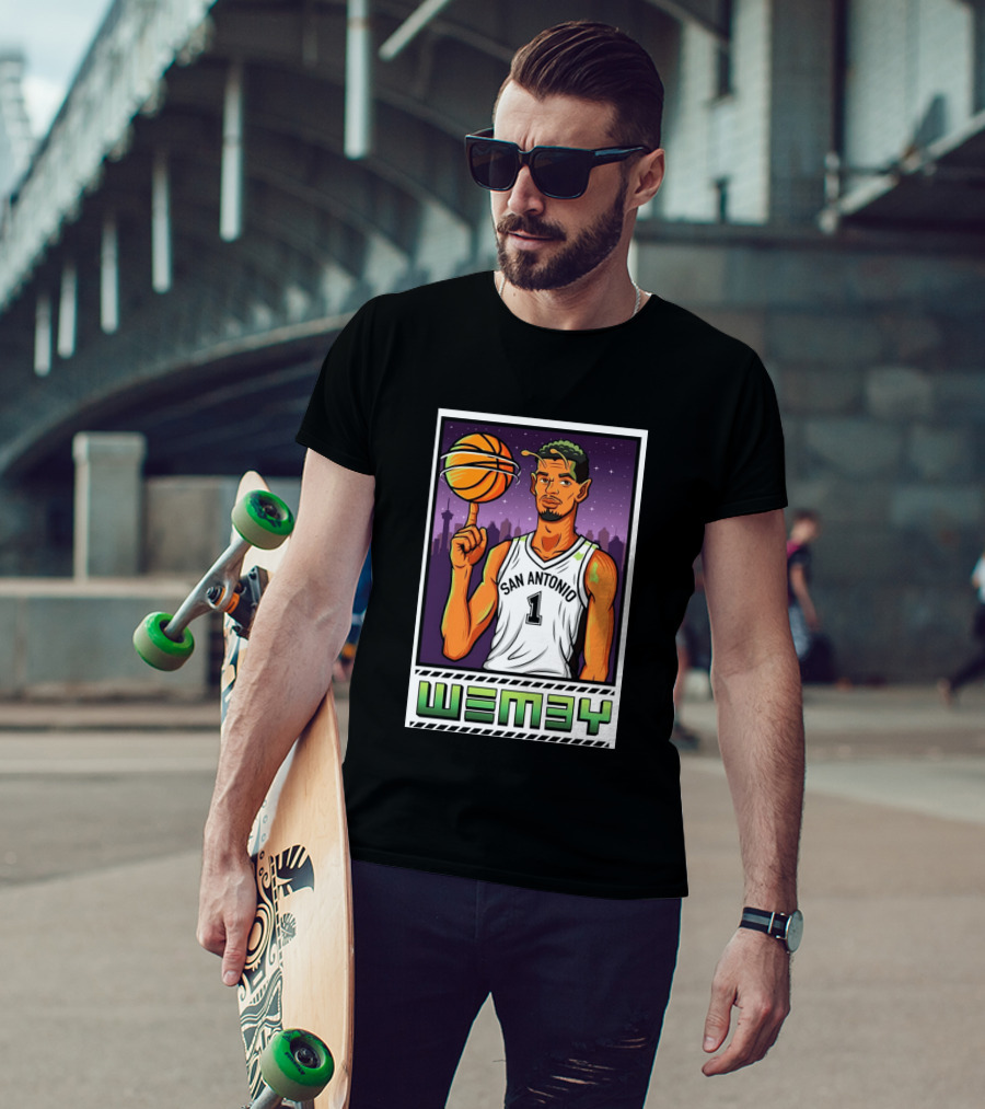 Wembanyama San Antonio Spurs Wemby Giclee Basketball Star Number 1 T-Shirt