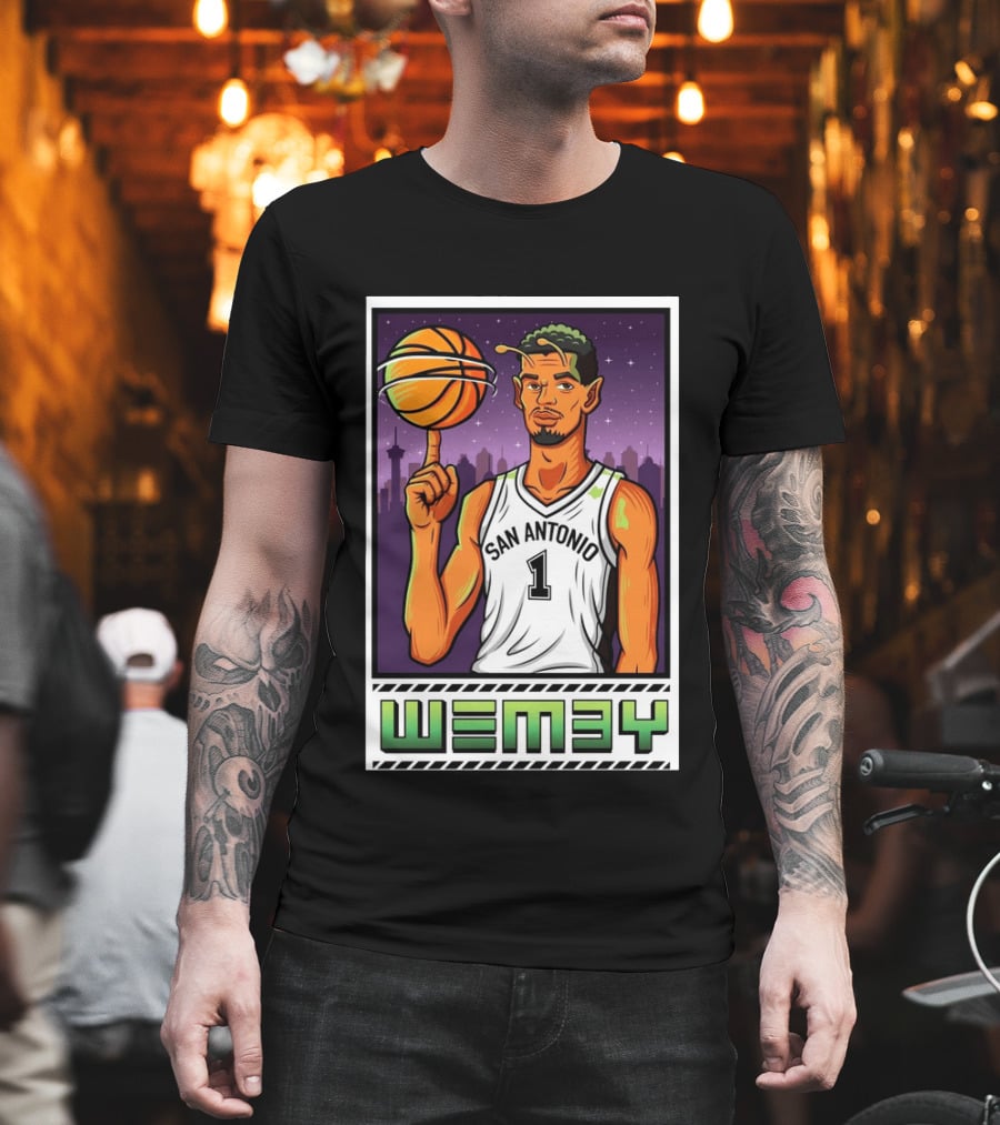 Wembanyama San Antonio Spurs Wemby Giclee Basketball Star Number 1 T-Shirt