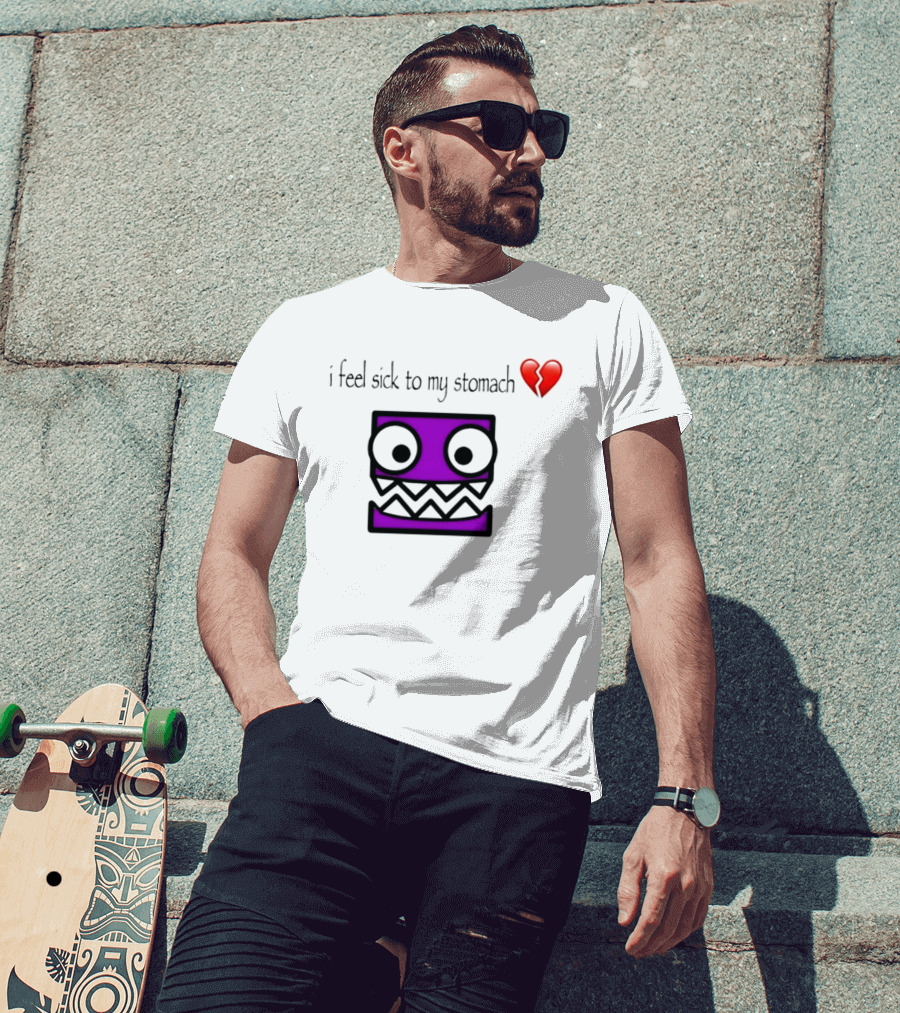 Geometry Dash I Feel Sick To My Stomach Broken Heart Pixel Art Monster T-Shirt